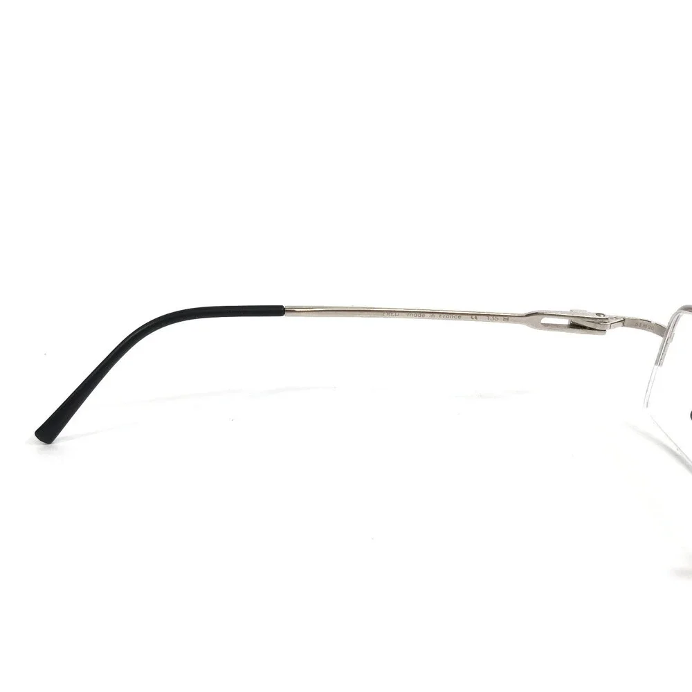 FRED Eyeglasses Frames ALASKA N1 002 Shiny Silver Rectangle Half Rim 53-19-135